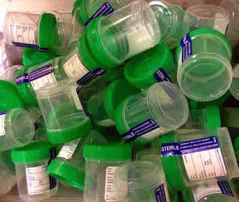 empty specimen bottles
