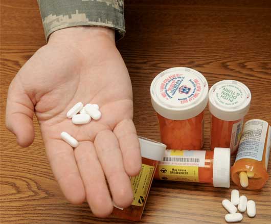 medicines on hands